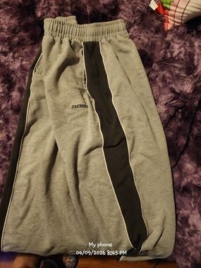 iets Frans Grey Sweatpants with Black Side Panel and White Piping
